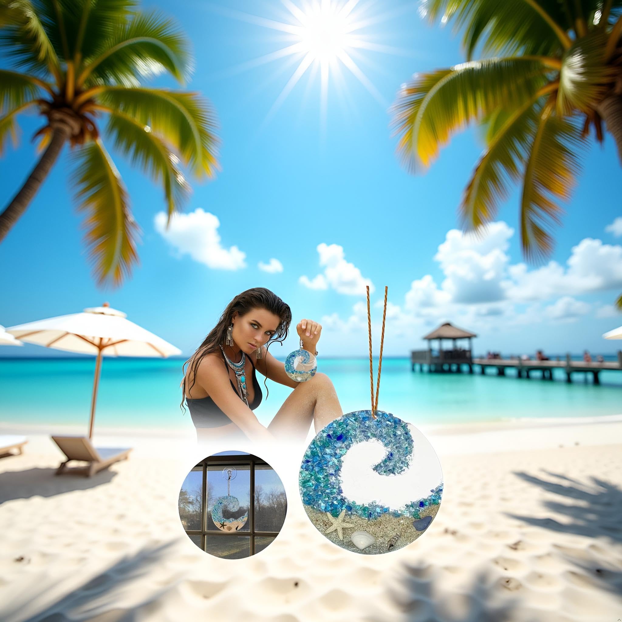 Amazon.com: Sea Glass Suncatcher - Ocean Crashing Wave Beach